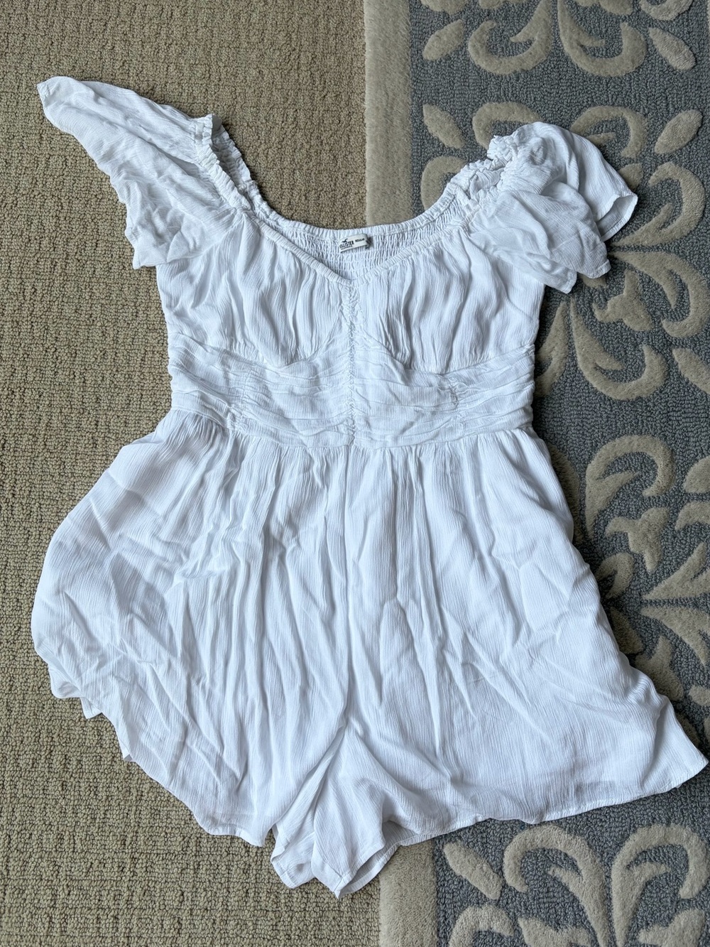 Hollister White Smocked Waist Short Romper